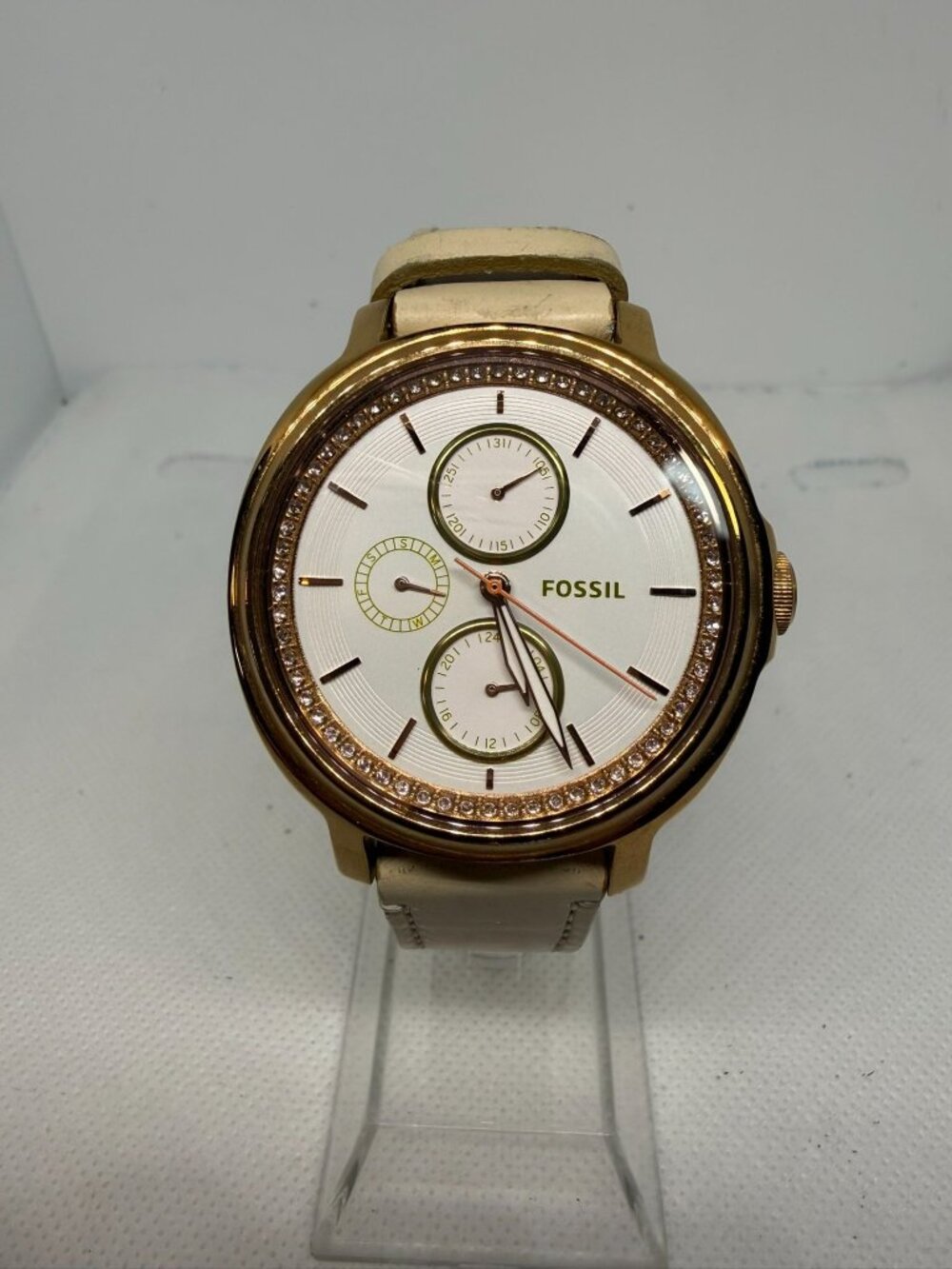 Fossil Chelsey ES3358 Women Gold-Tone Crystal Bezel Quartz Watch